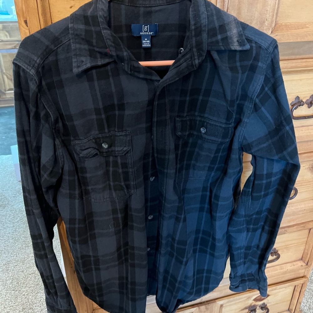 Black Plaid Button-Up Shirt